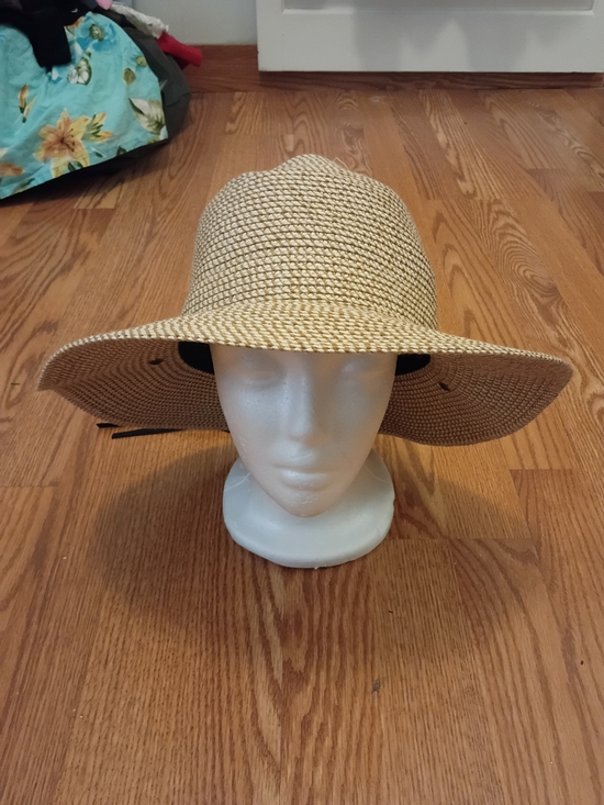 Classic Straw Sun Hat with Black Chin Tie - Natural main image 5
